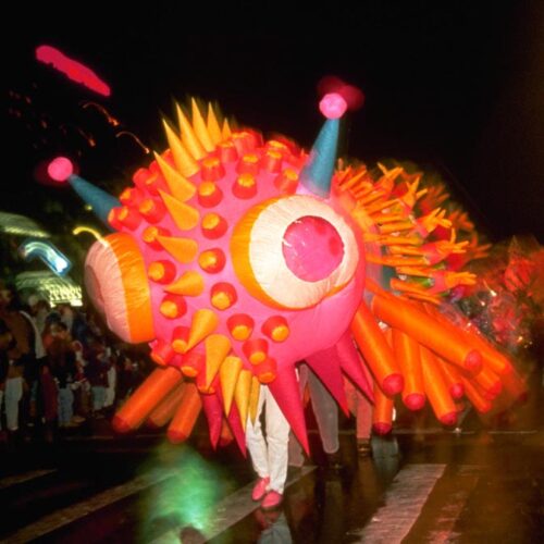 Creature for a New Decade inflatable costumes by multi-media artist Jon goldman